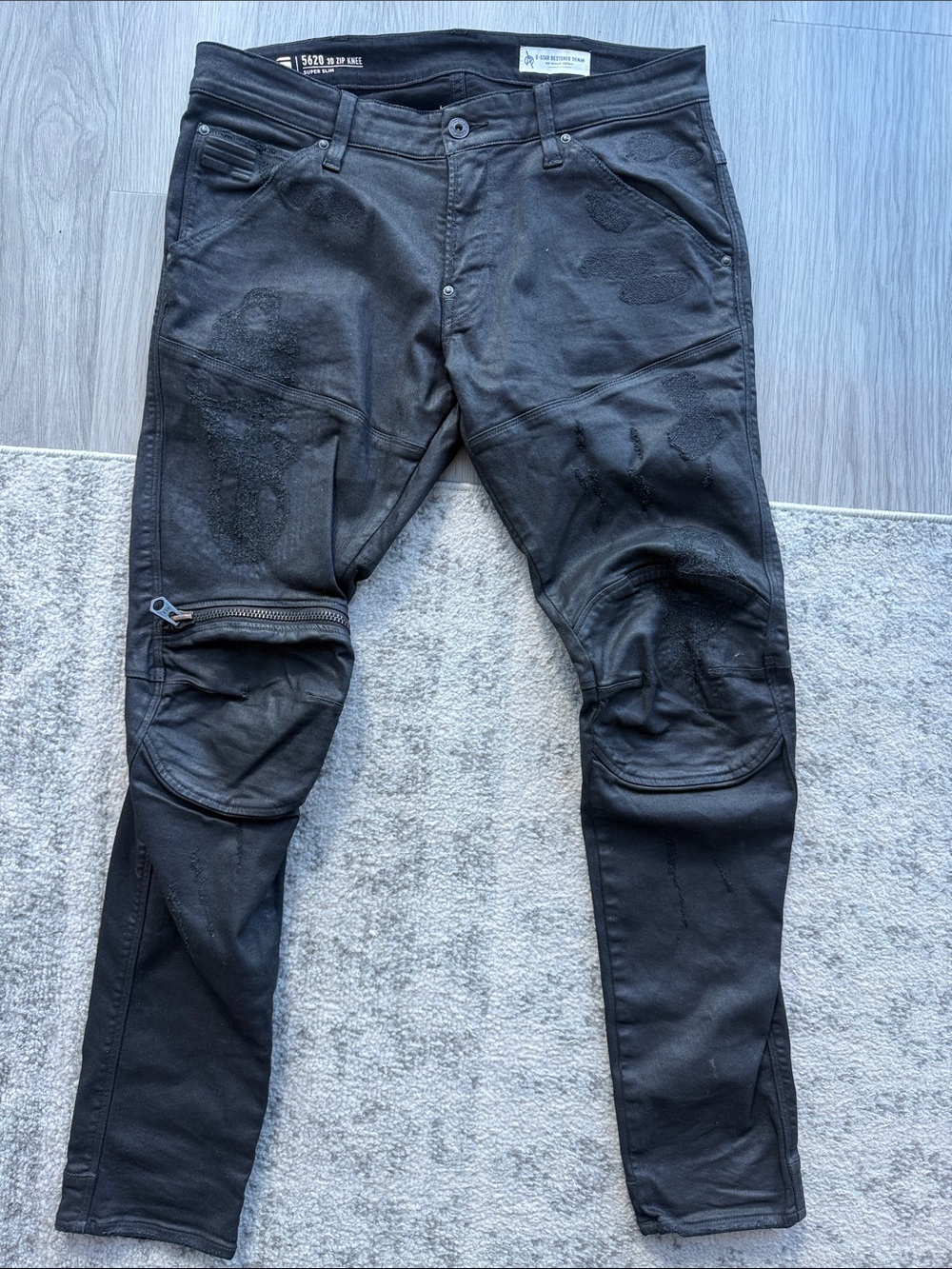 G-Star RAW 5620 3D Zip Knee Super Slim Jeans Black 32x30